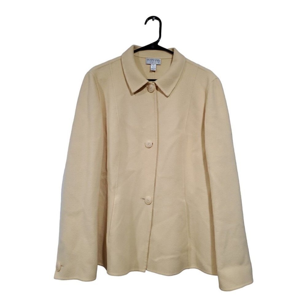 Talbots Women's Yellow Button-Down Wool Angora Rabbit Hair Cashmere Blaz…